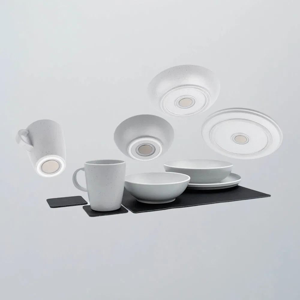 SYBR-KGS-11-LG – SILWY MAGNET Dish Set, 9 Piece Set White Plastic With Two Plastic Cups Including Pads/ Two Plastic F...